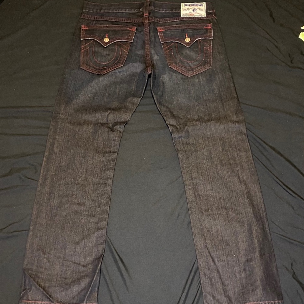 Black and red True Religion Jeans